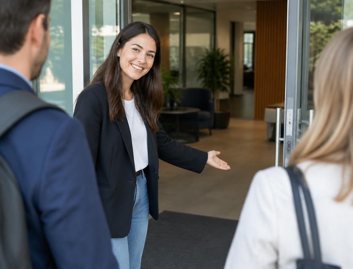Nora medewerker staat bewoners en bezoekers gastvrij te woord op locatie